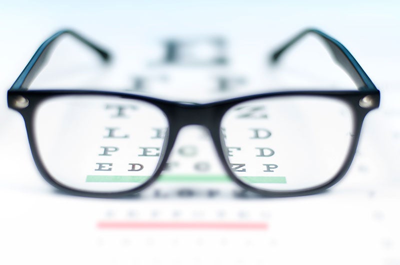 Eye chart and glasses